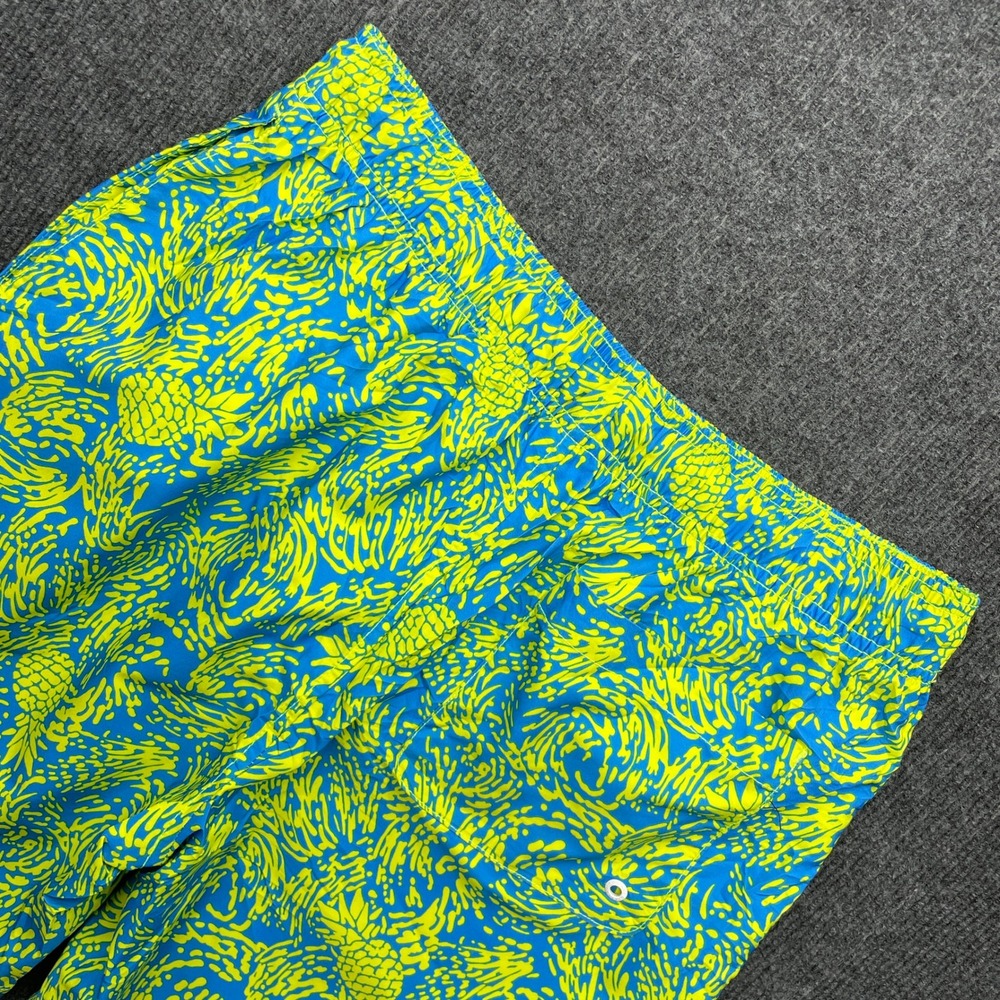 Speedo Swim Trunks Blue Neon Yellow Pineapple Print Medium Mens Board Shorts